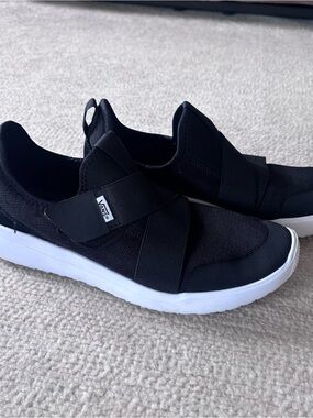 Vans Black Slip-On Athletic Sneakers with White Sole